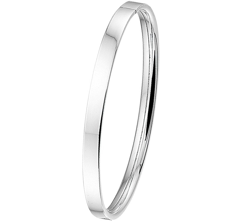 Zilveren bangle met vlakke buis 5 × 64 mm