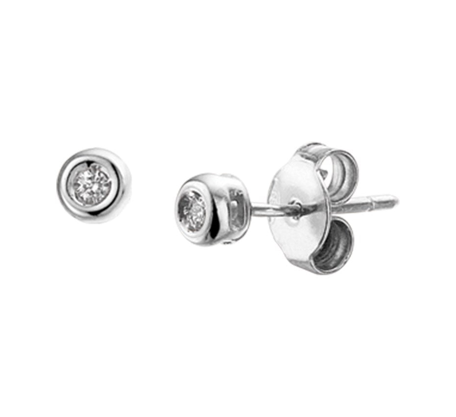 Gouden oorknopjes met diamant 0,04 ct – 14 karaat