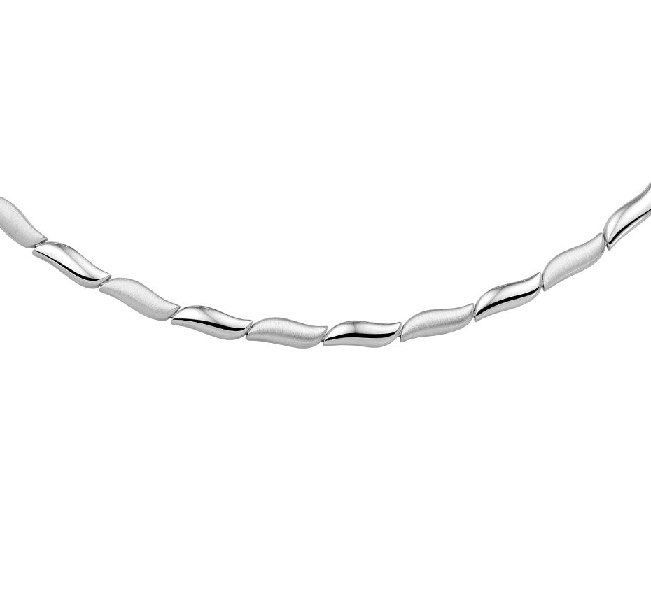 Zilveren schakelketting 4,3 mm, mat en glanzend