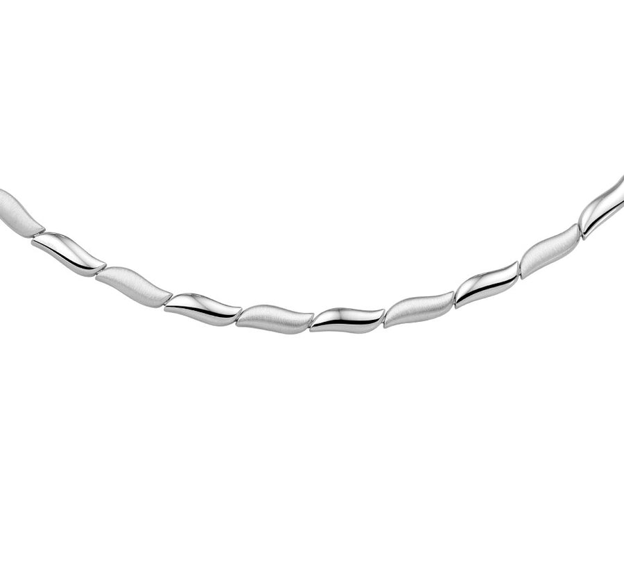Zilveren schakelketting 4,3 mm, mat en glanzend