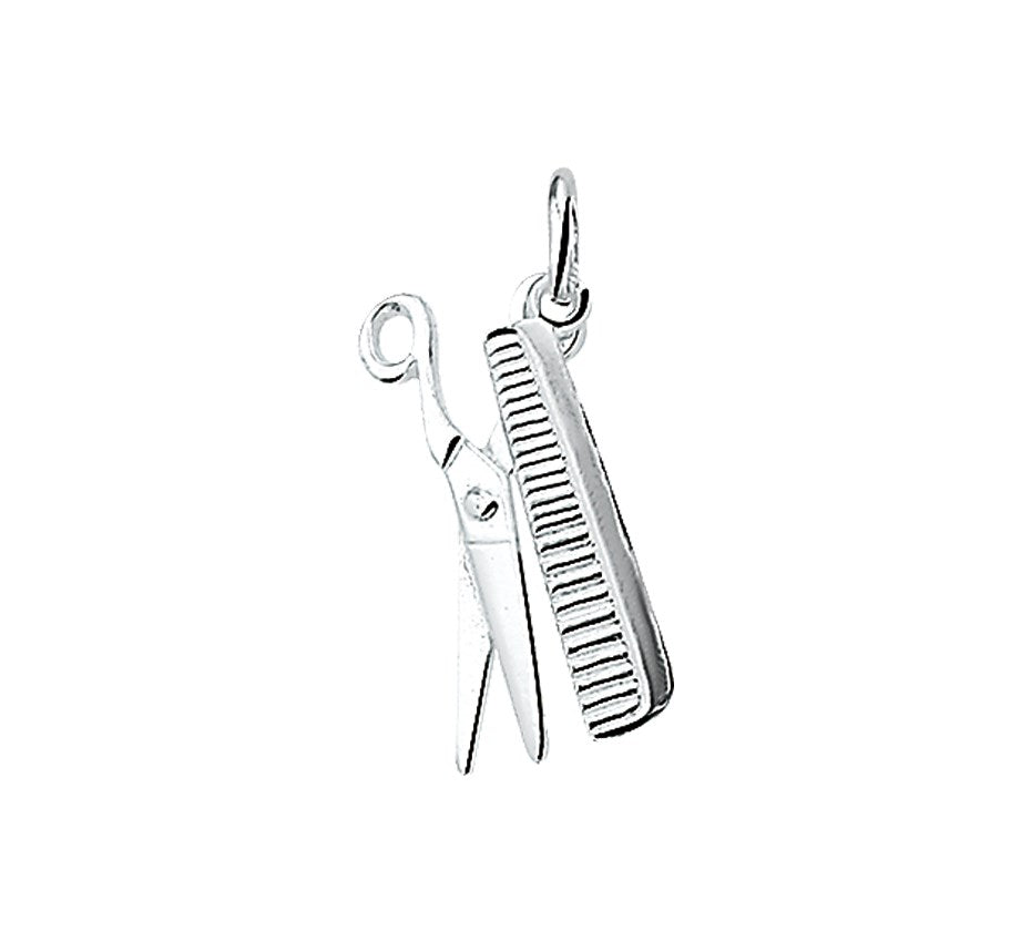 Zilveren hanger kam en schaar