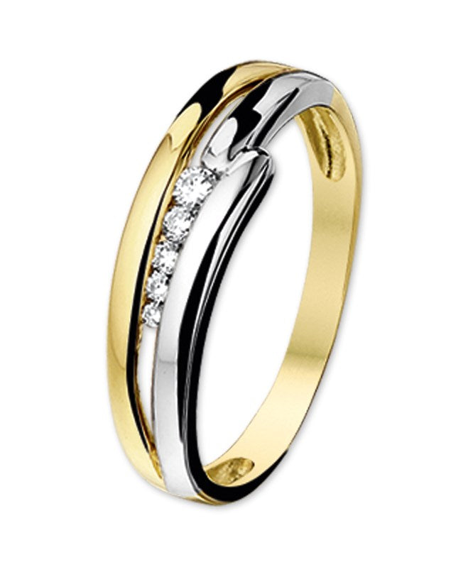 Bicolor gouden ring met diamant 0,095 ct – 14 karaat