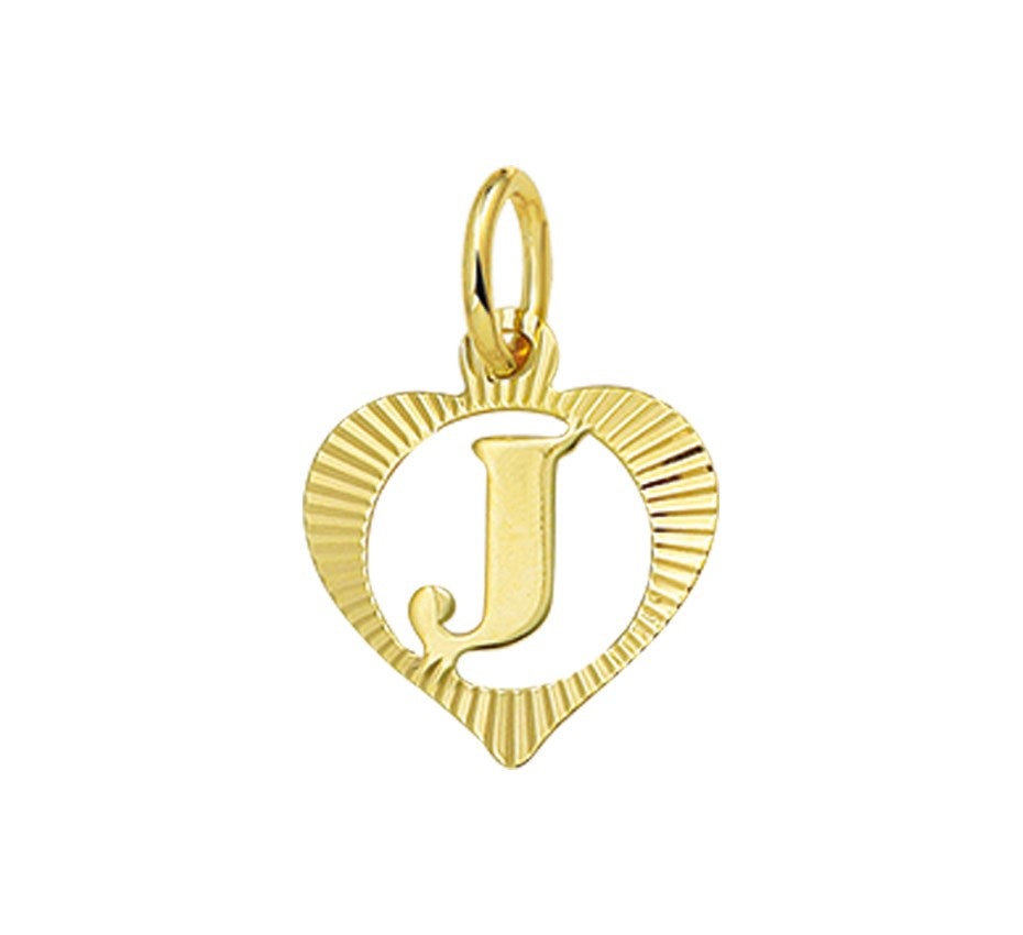 Gouden hanger hartje met letter J – 14 karaat