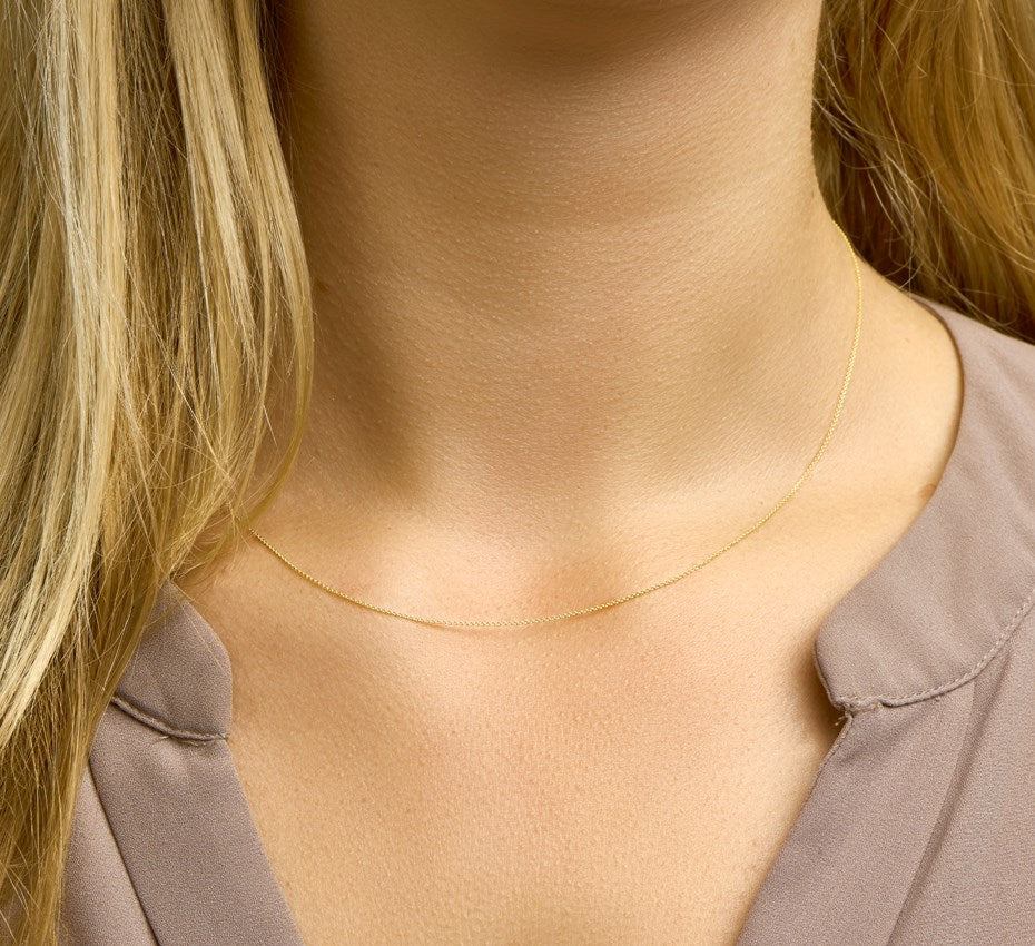 Gouden platte ankerketting 1 mm 42 cm – 14 karaat