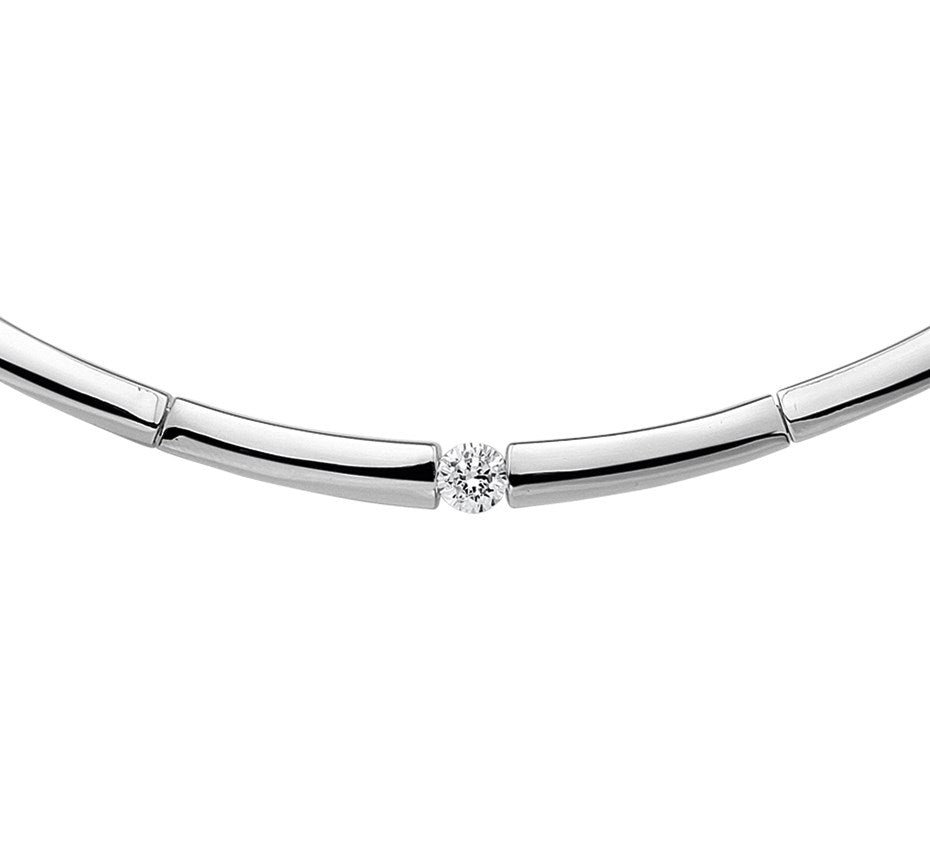 Zilveren ketting met zirkonia 5 mm 50 cm