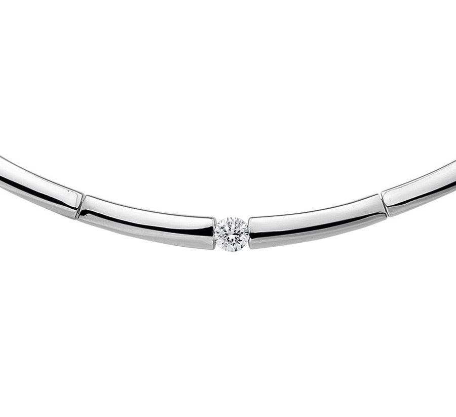 Zilveren ketting met zirkonia 5 mm 50 cm