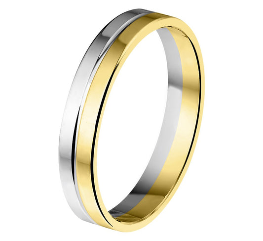 Bicolor gouden relatiering 4 mm, 3,25 gram – 14 karaat