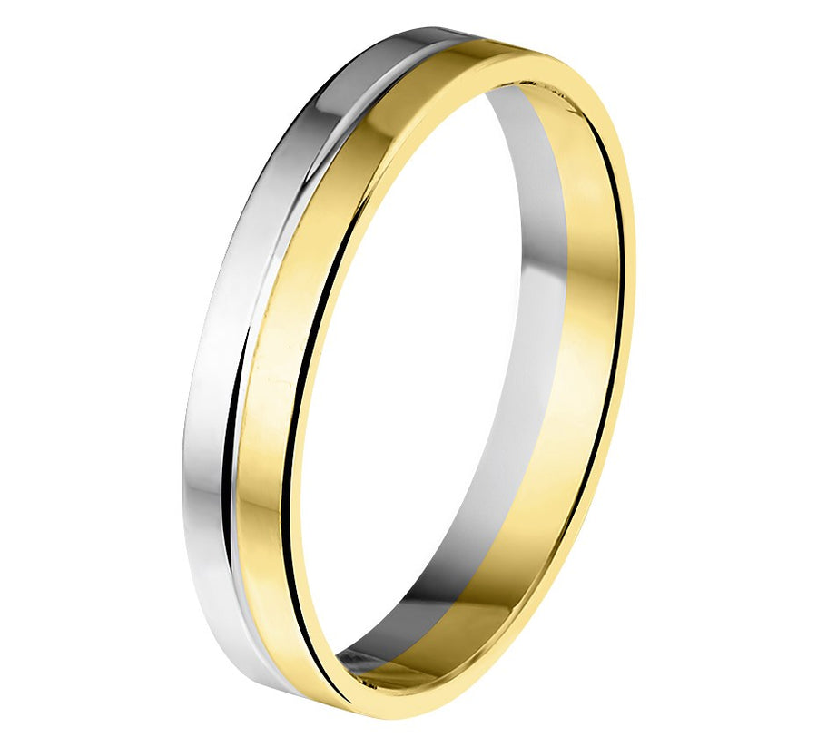 Bicolor gouden relatiering 4 mm, 3,25 gram – 14 karaat