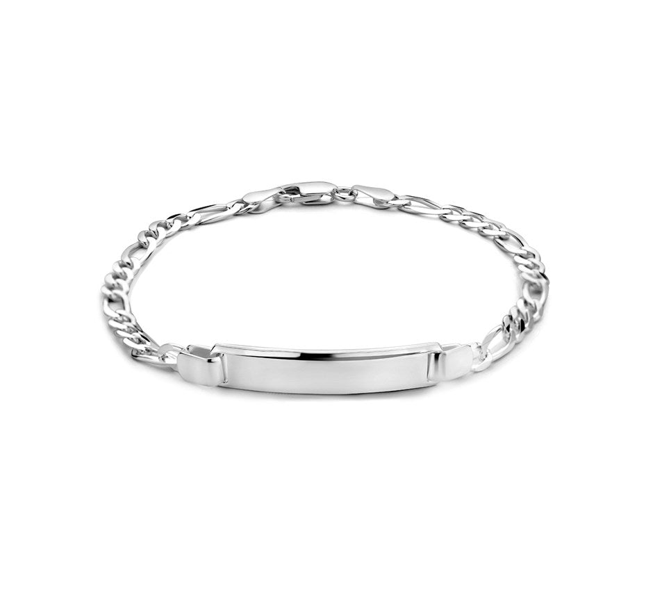 Zilveren graveerarmband figaro 6 mm 19 cm