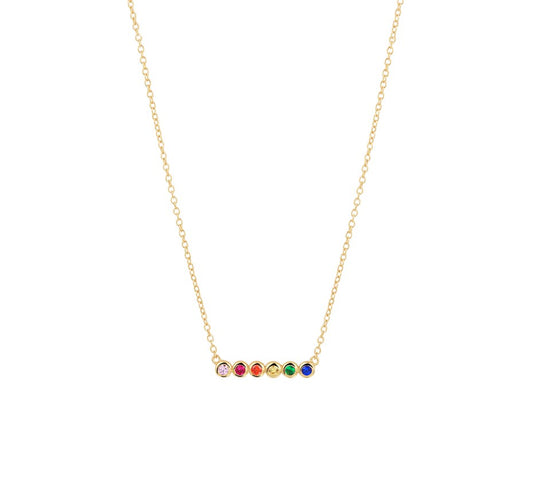 YO&NO Ketting regenboog zirkonia 40 - 42 - 44 cm zilver verguld (geel)