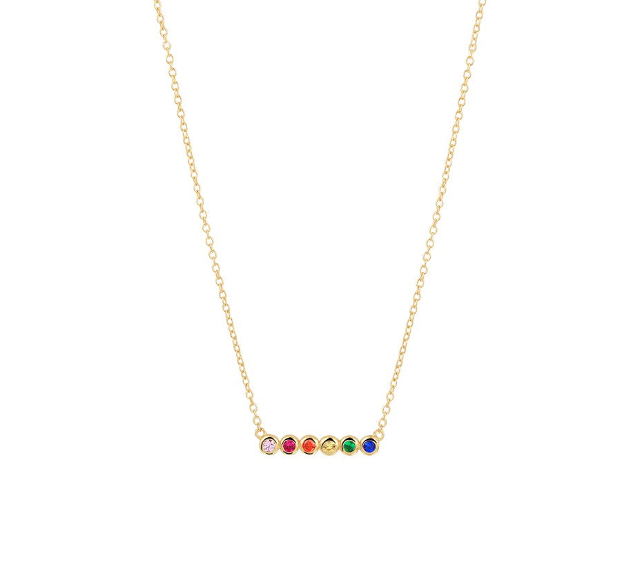 YO&NO Ketting regenboog zirkonia 40 - 42 - 44 cm zilver verguld (geel)