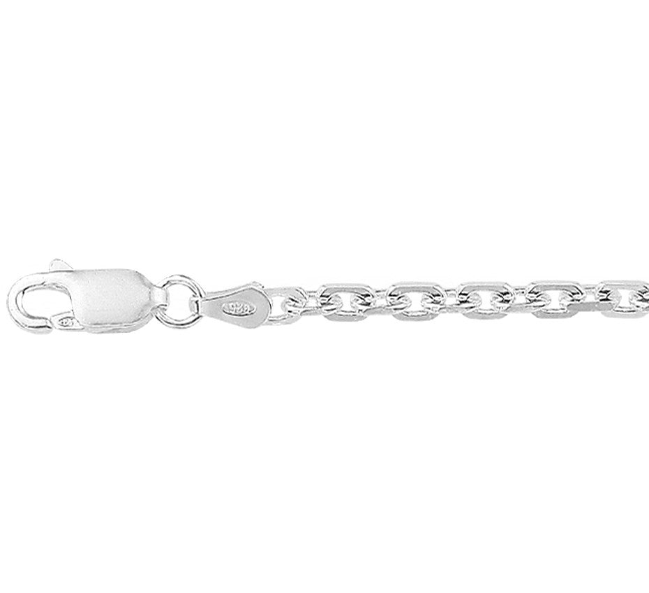 Zilveren geslepen ankerketting 2,5 mm – 60 cm