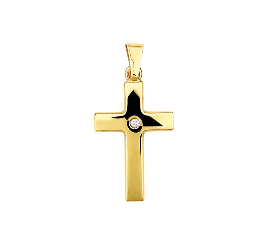 Gouden hanger kruis met diamant – 14 karaat
