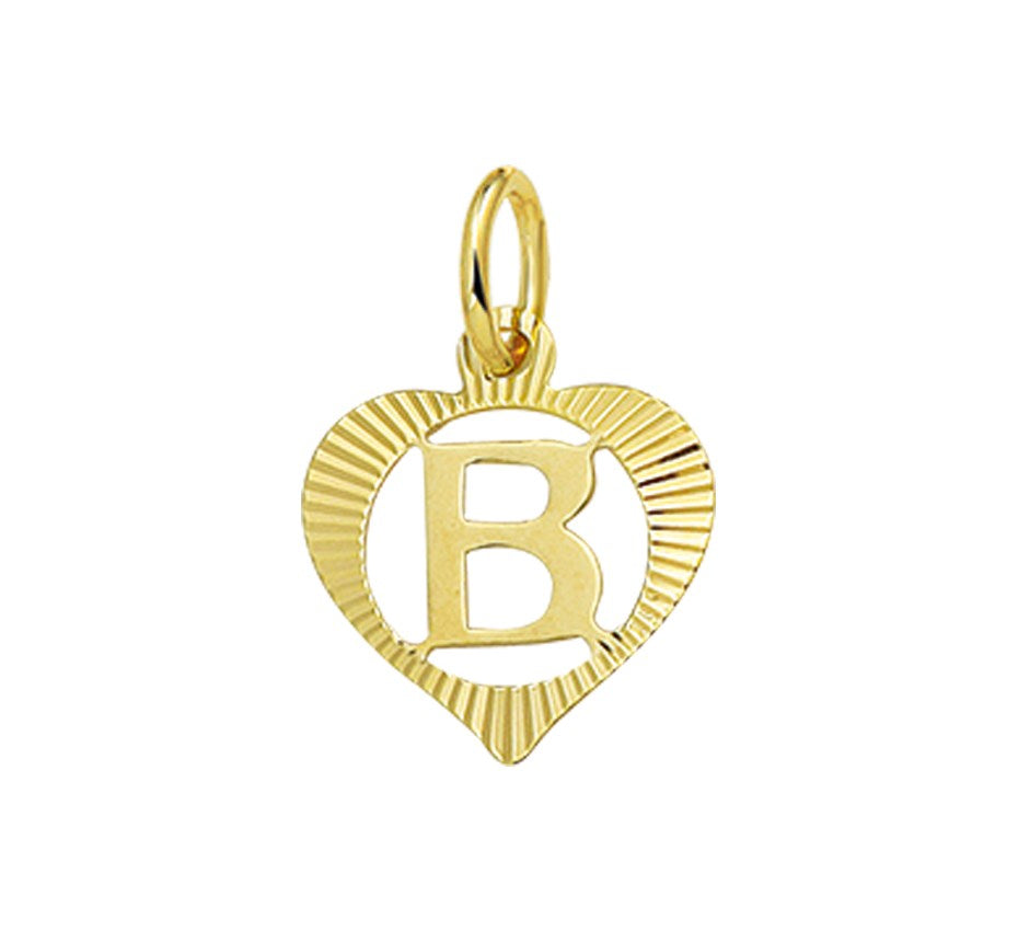 Gouden hanger hartje met letter B – 14 karaat