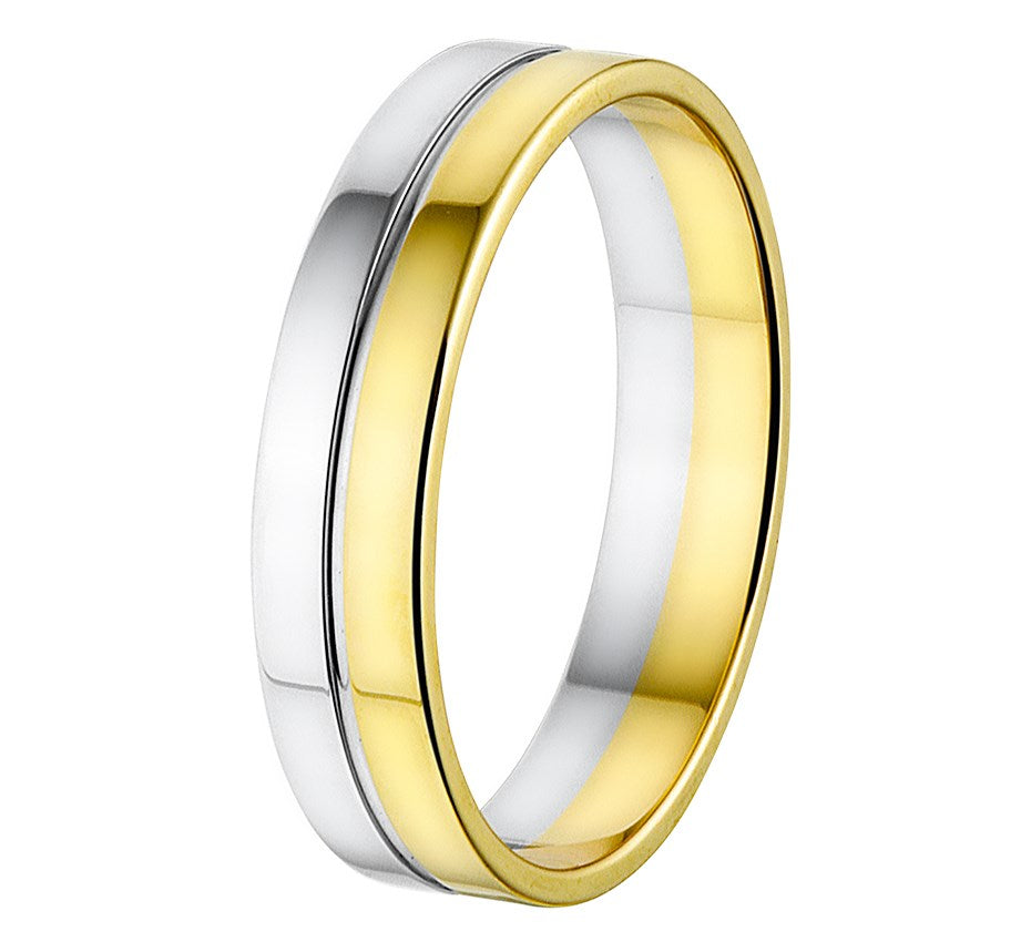 Bicolor gouden relatiering 5 mm, 4,02 gram – 14 karaat