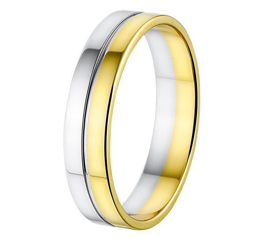Bicolor gouden relatiering 5 mm, 4,02 gram – 14 karaat
