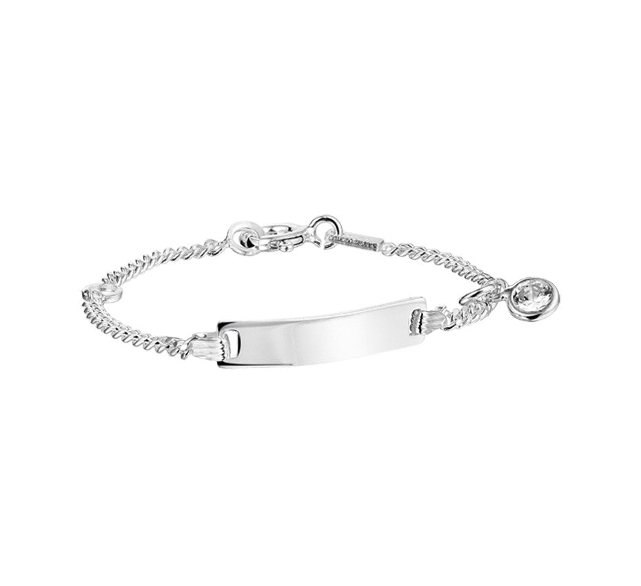 Zilveren graveerarmband met zirkonia 9 tot 11 cm