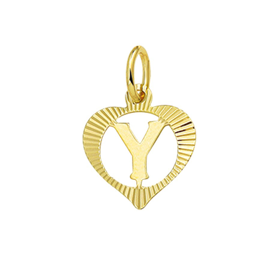 Gouden hanger hartje met letter Y – 14 karaat