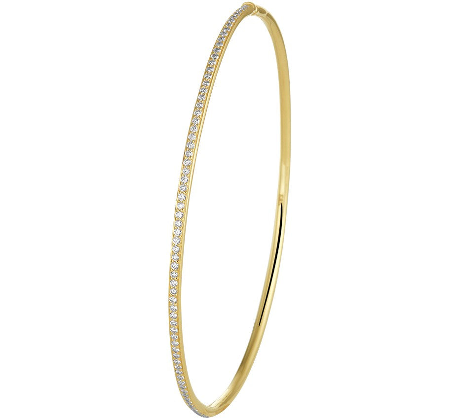 Gouden bangle, scharnier diamant 0,50 ct 2,0 x 60 mm – 14 karaat
