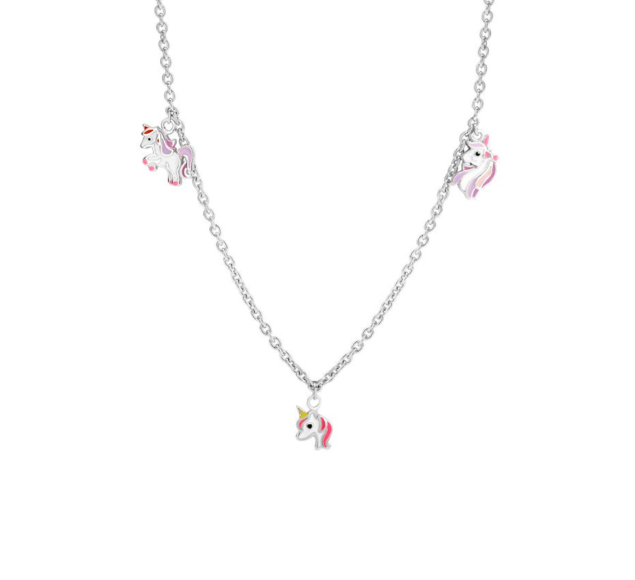 Zilveren kinderketting met eenhoorns