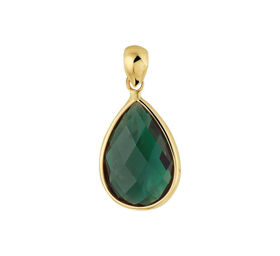 Gouden hanger met groene kwarts – 14 karaat