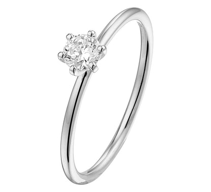 Witgouden ring, labgroeidiamant 0,25 ct – 14 karaat