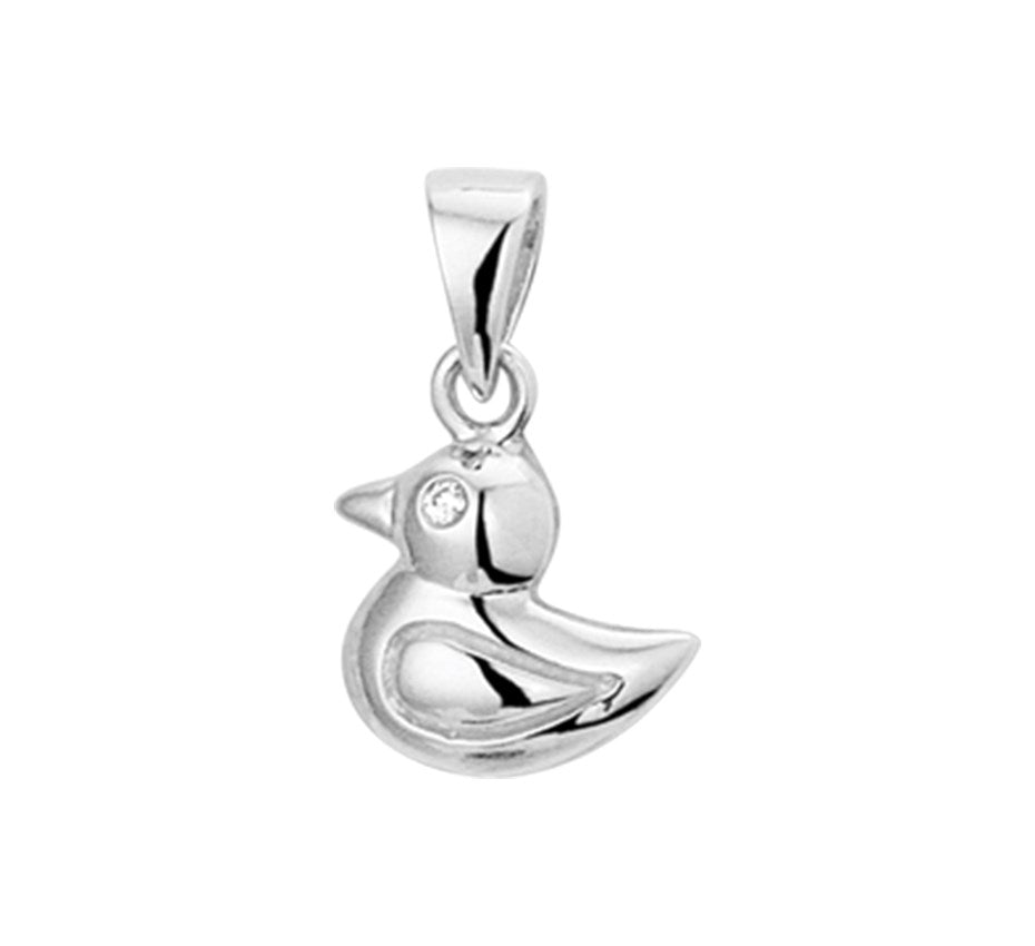 Zilveren hanger eendje met zirkonia