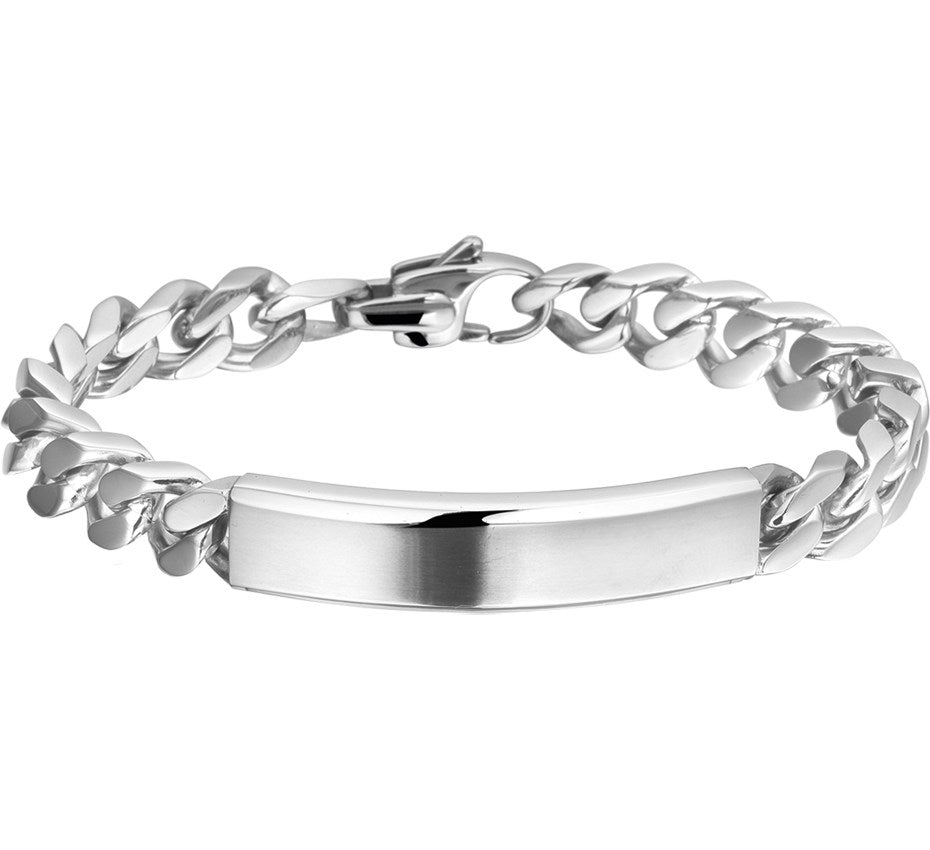 Stalen graveerarmband gourmette 11 mm – 21 cm
