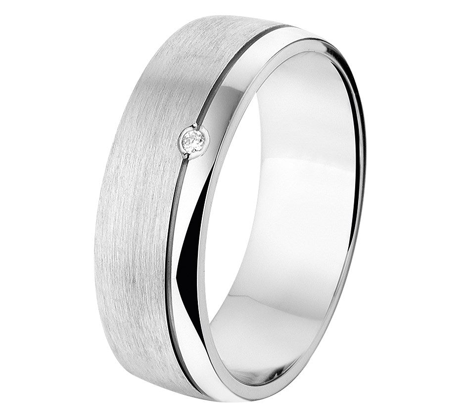Zilveren relatiering A310 met diamant 0,01 ct, 6 mm