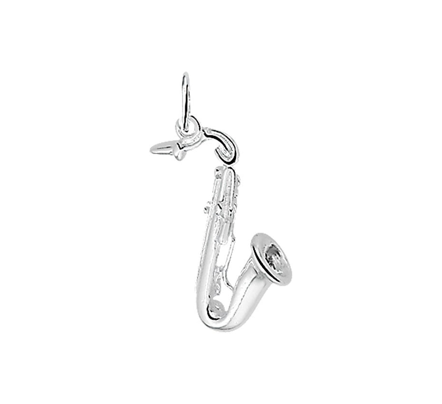 Zilveren hanger, saxofoon