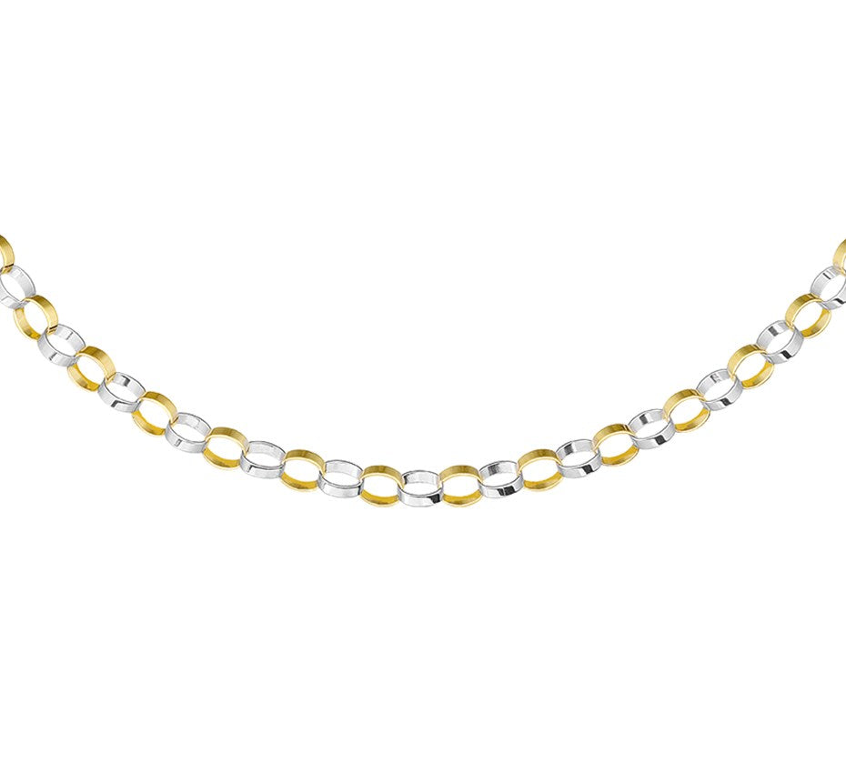 Bicolor gouden jasseron ketting 4,7 mm – 14 karaat