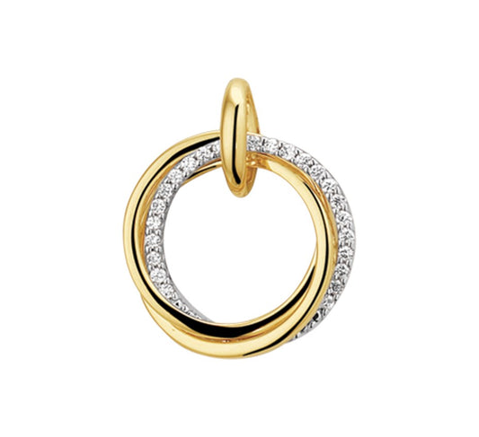 Bicolor gouden hanger met diamant 0,12 ct – 14 karaat