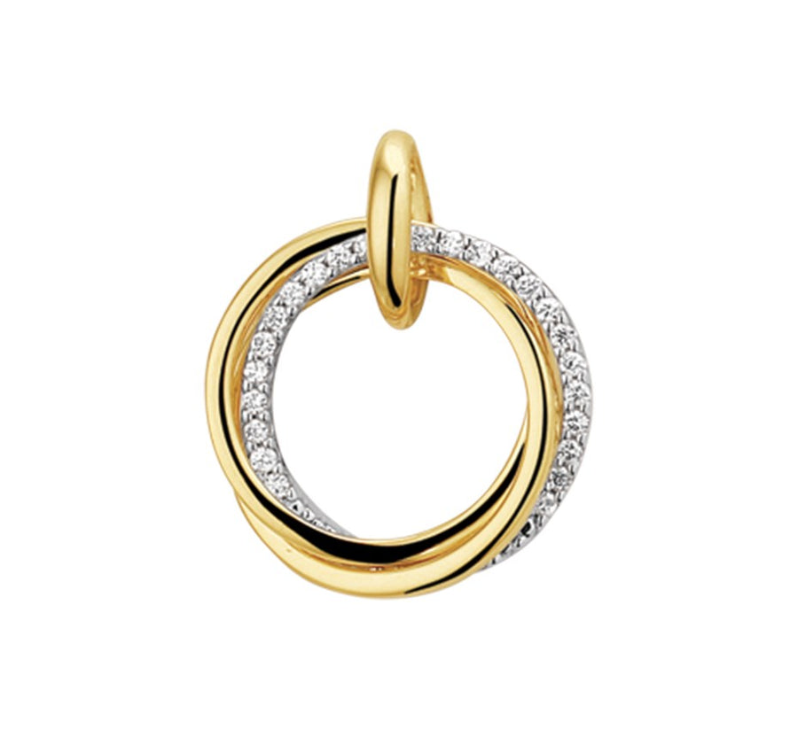Bicolor gouden hanger met diamant 0,12 ct – 14 karaat