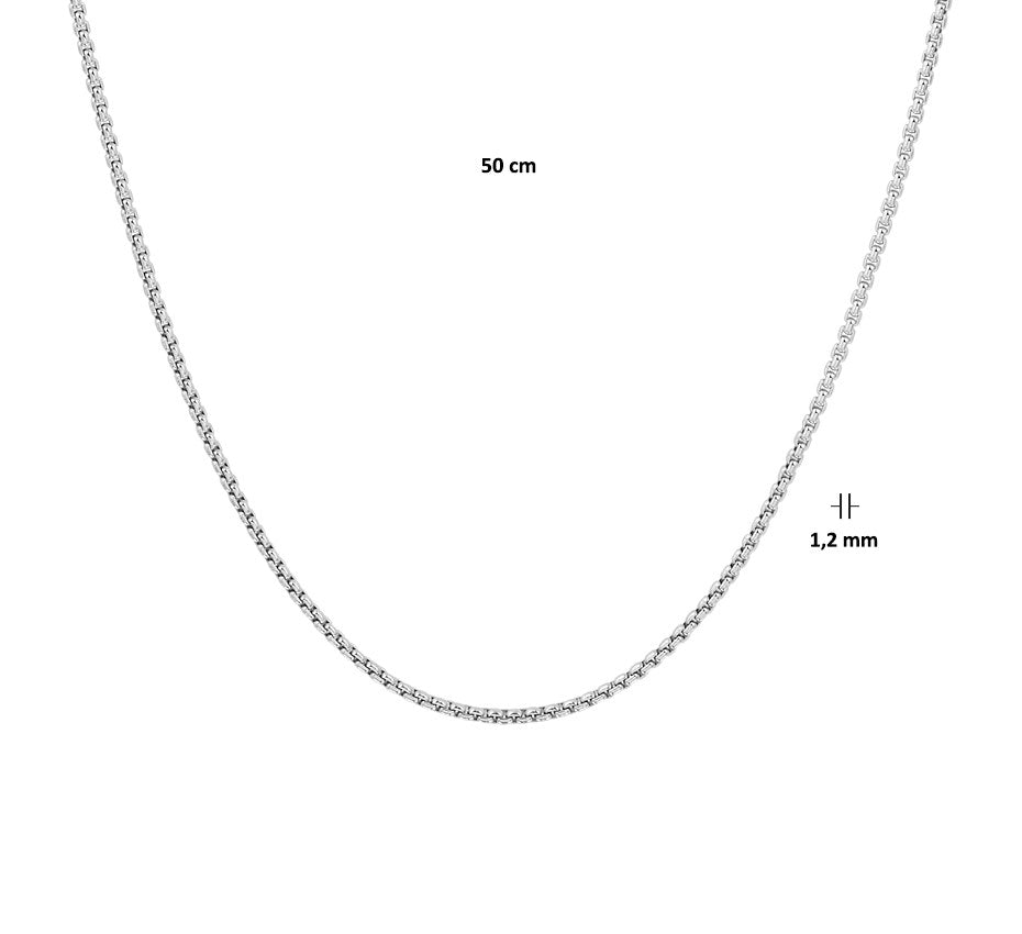 YO&NO ketting venetiaans bol 1,2 mm zilver gerhodineerd