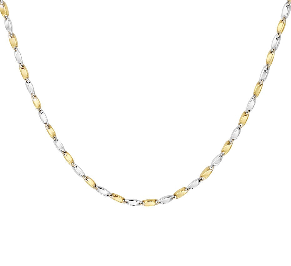 Bicolor gouden collier met staafjes 2 mm – 14 karaat
