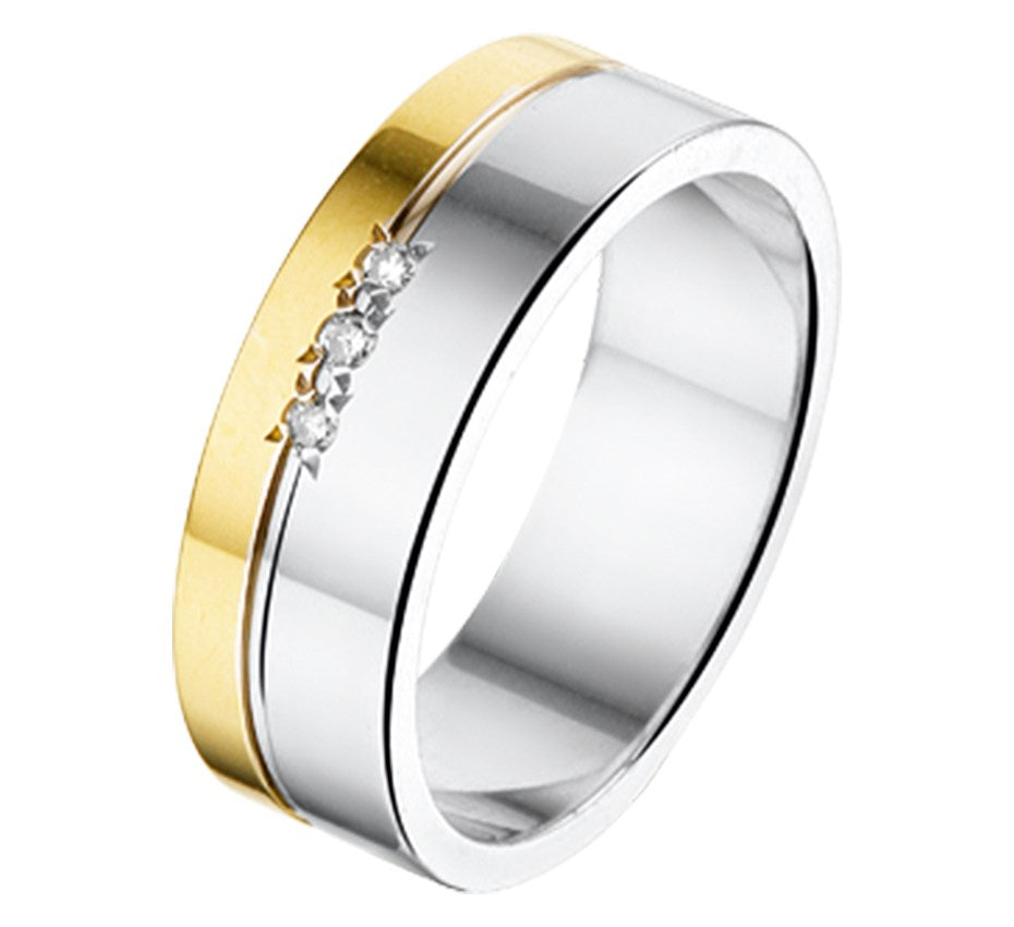 Zilveren relatiering AL763, 6 mm, met diamant 0,03 ct