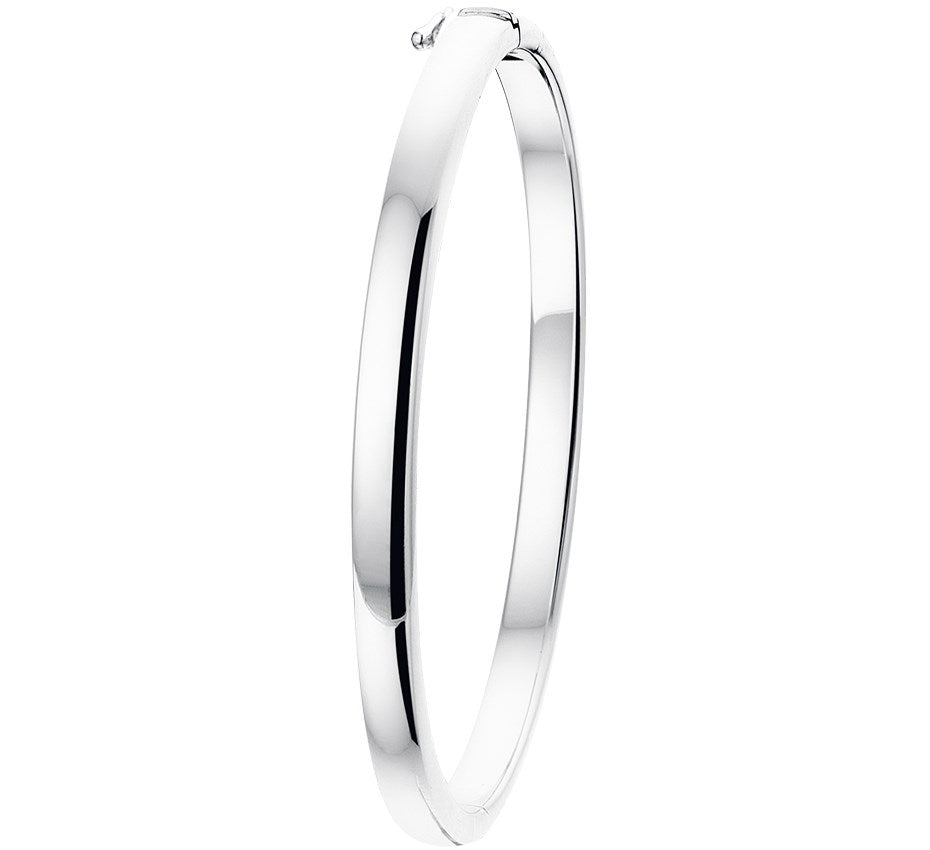 Zilveren scharnierbangle met bolle buis 5 × 65 mm