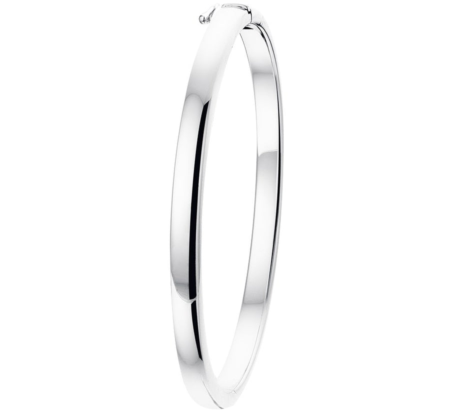 Zilveren scharnierbangle met bolle buis 5 × 65 mm