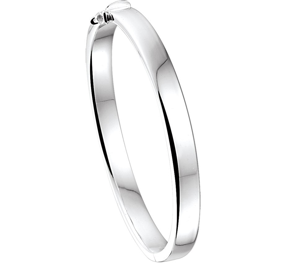 Zilveren scharnierbangle met vlakke buis 7 × 65 mm