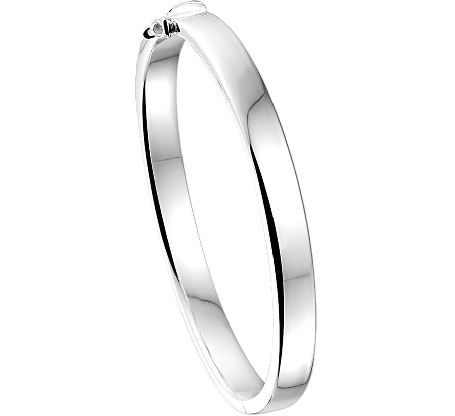 Zilveren scharnierbangle met vlakke buis 7 × 65 mm