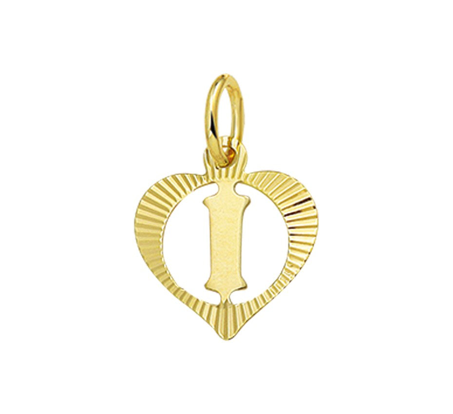 Gouden hanger hartje met letter I – 14 karaat