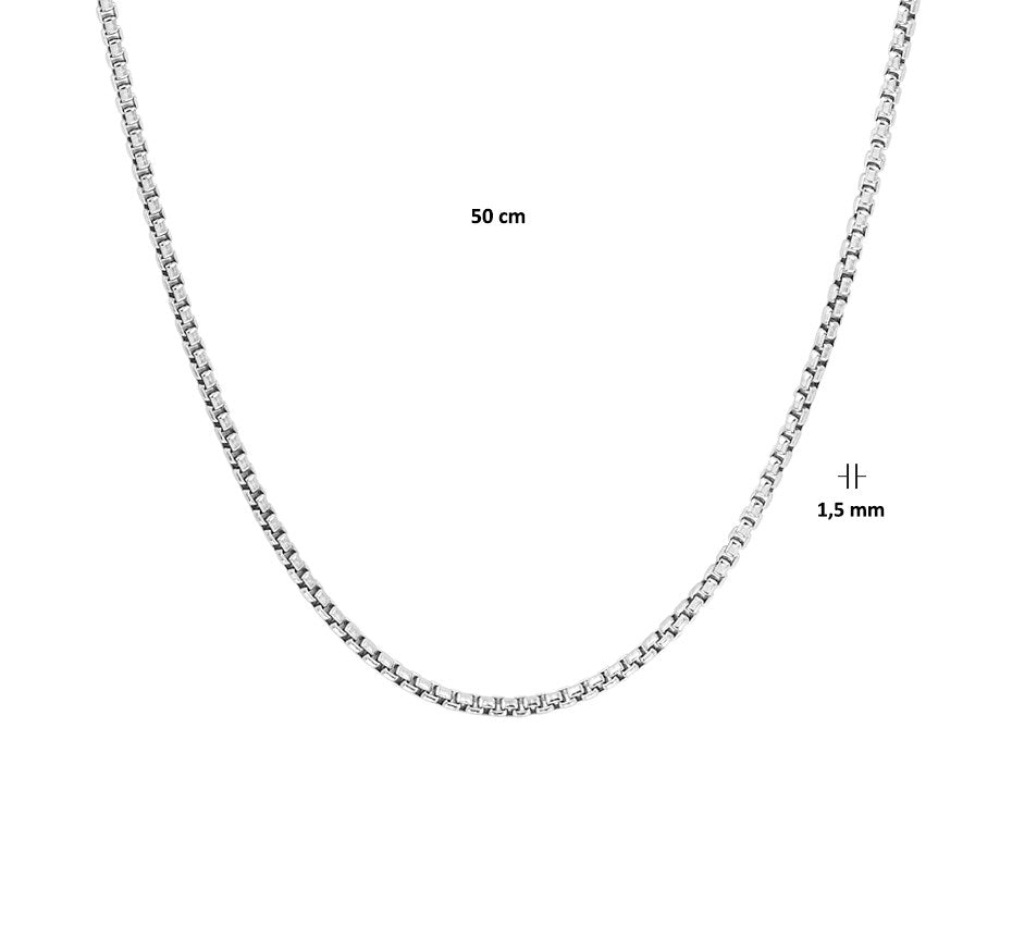 Zilveren venetiaanse ketting bol 1,5 mm 50 cm