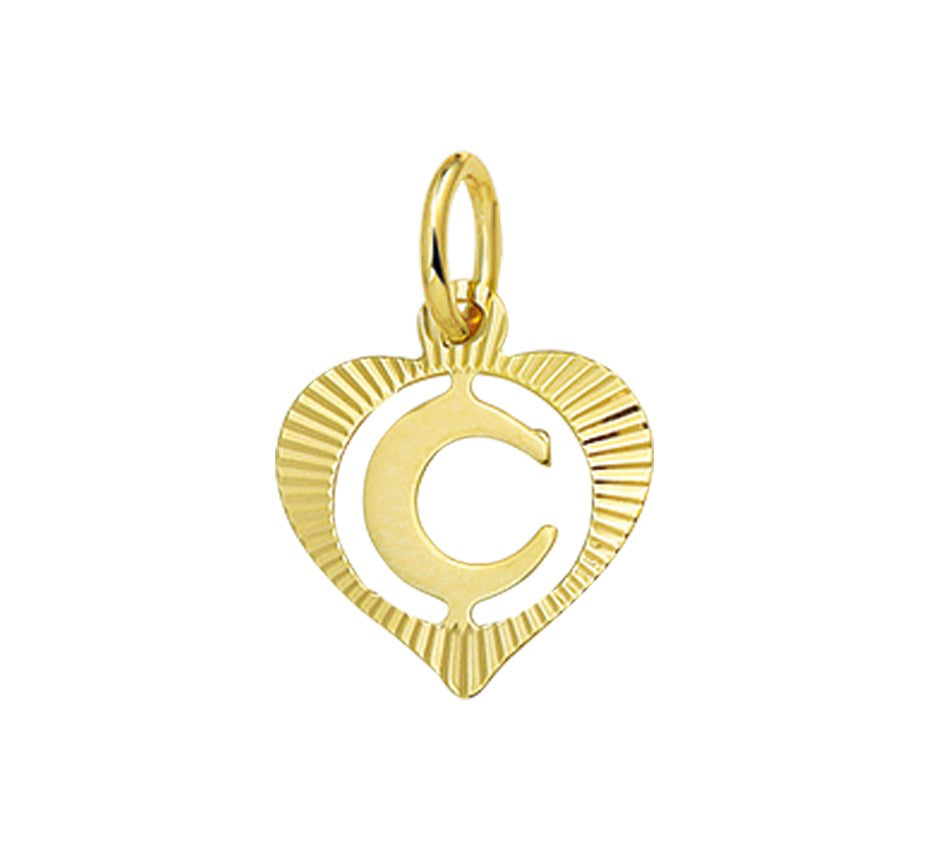 Gouden hanger hartje met letter C – 14 karaat