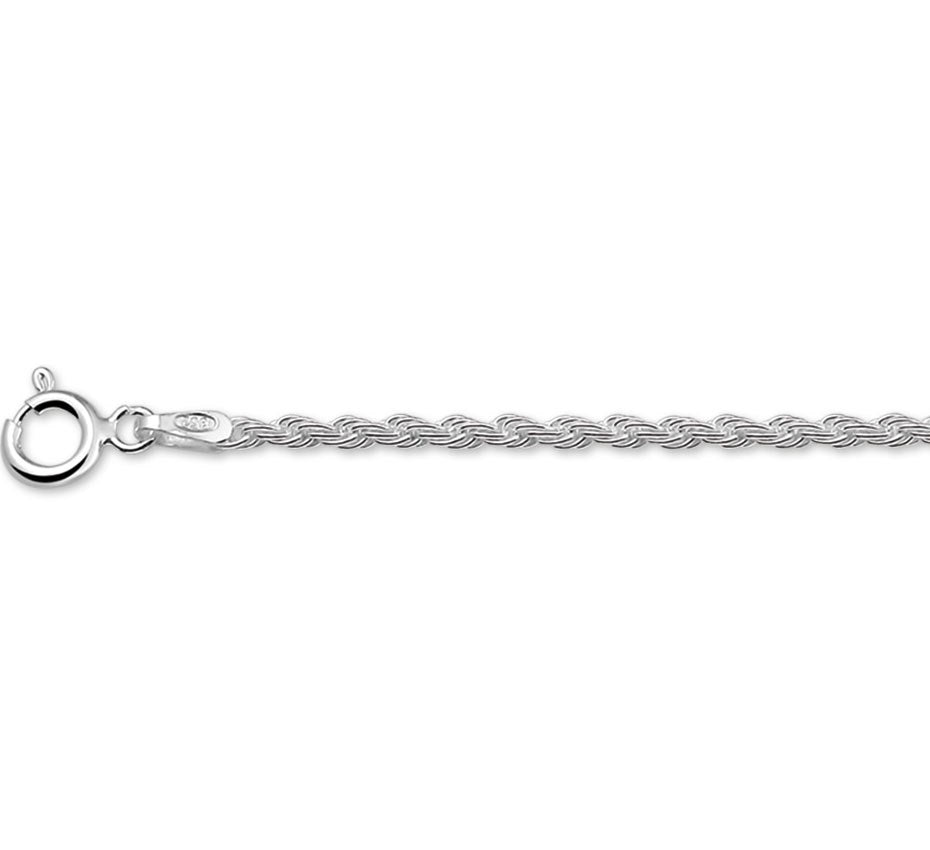 Zilveren koordketting 2 mm, 45 cm