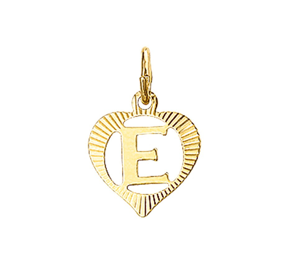 Gouden hanger hartje met letter E – 14 karaat