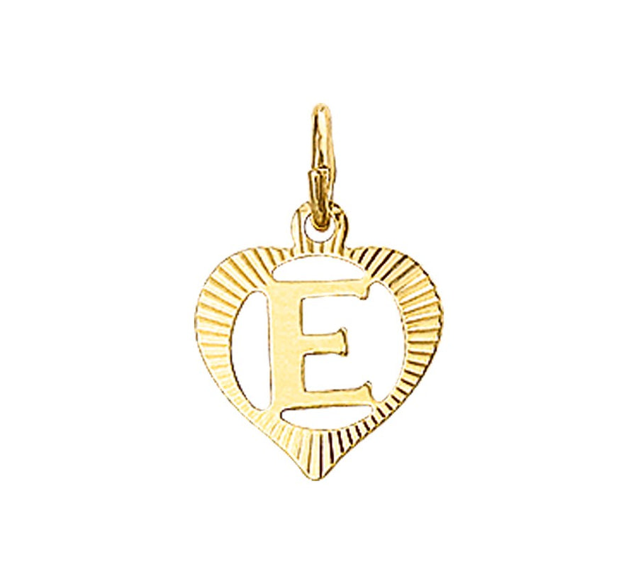 Gouden hanger hartje met letter E – 14 karaat