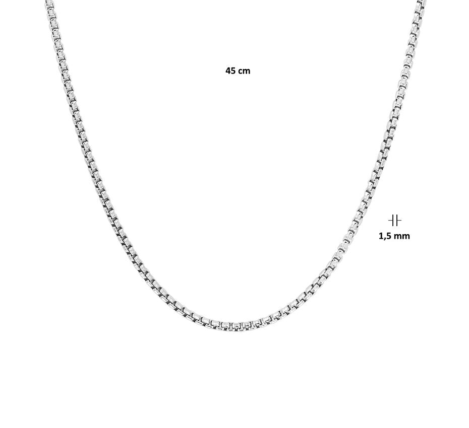 Zilveren venetiaanse ketting bol 1,5 mm 45 cm