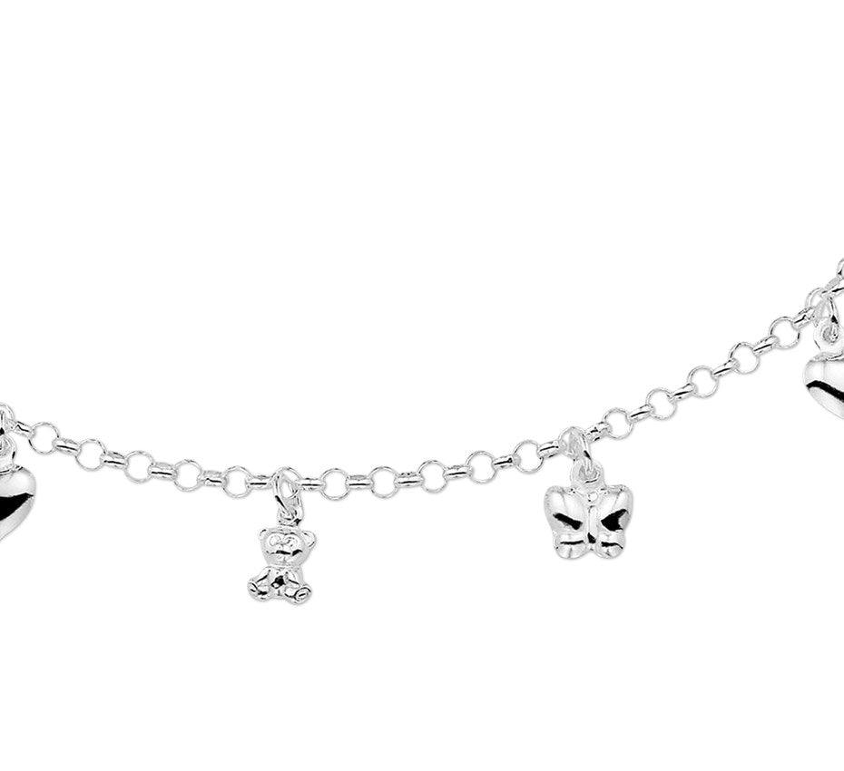 Zilveren kinderketting met dierenbedels