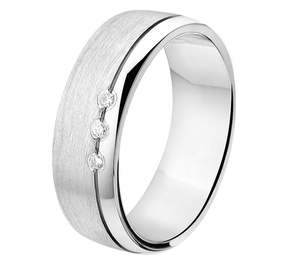 Zilveren relatiering A312 met diamant 0,03 ct, 6 mm
