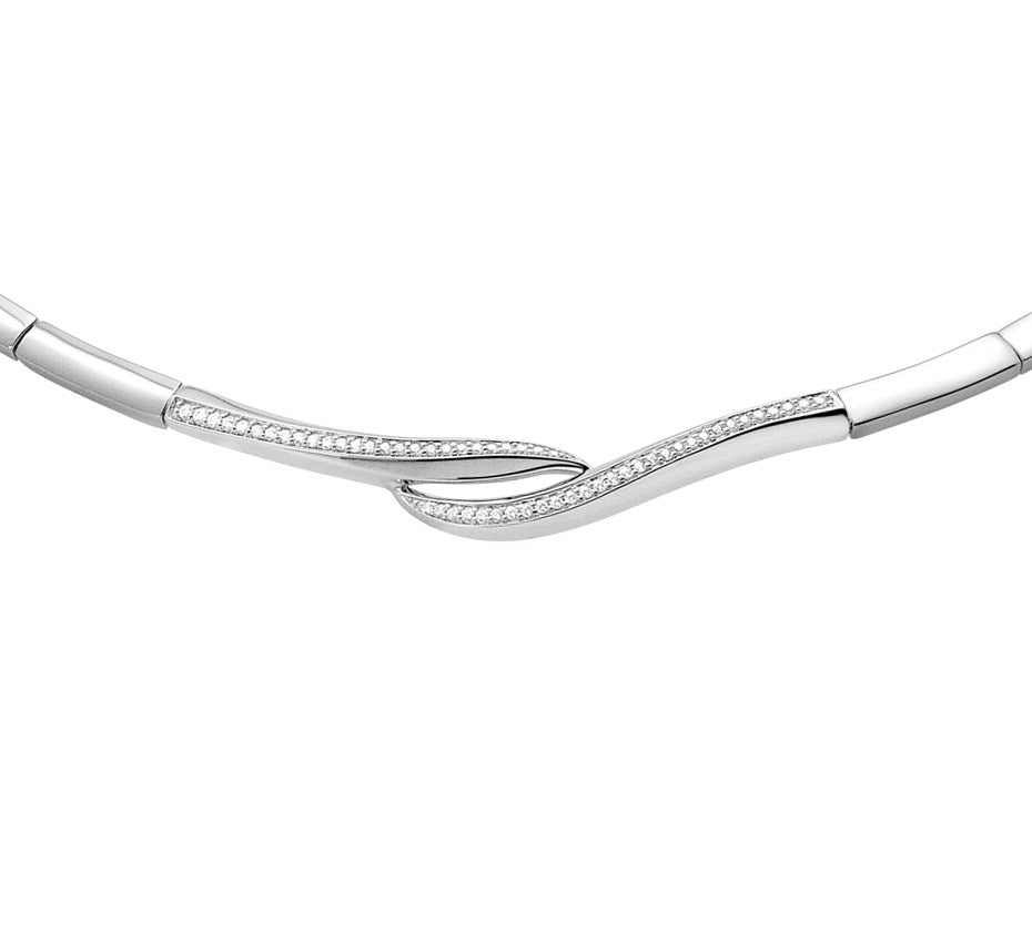 Zilveren ketting met brede zirkoniarij 8,5 mm